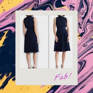 Elegant Navy Pleated Dress